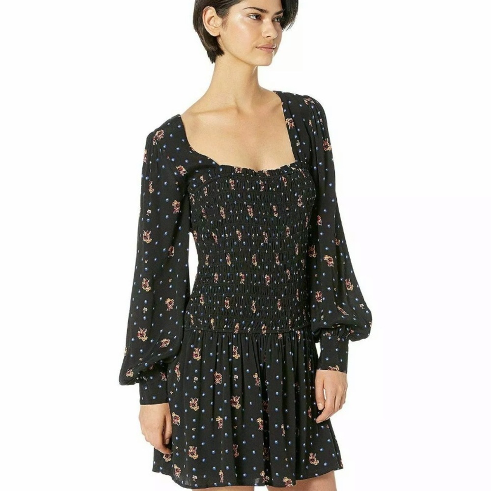 FREE PEOPLE BLACK BOHO MINI DRESS - Picture 6 of 12